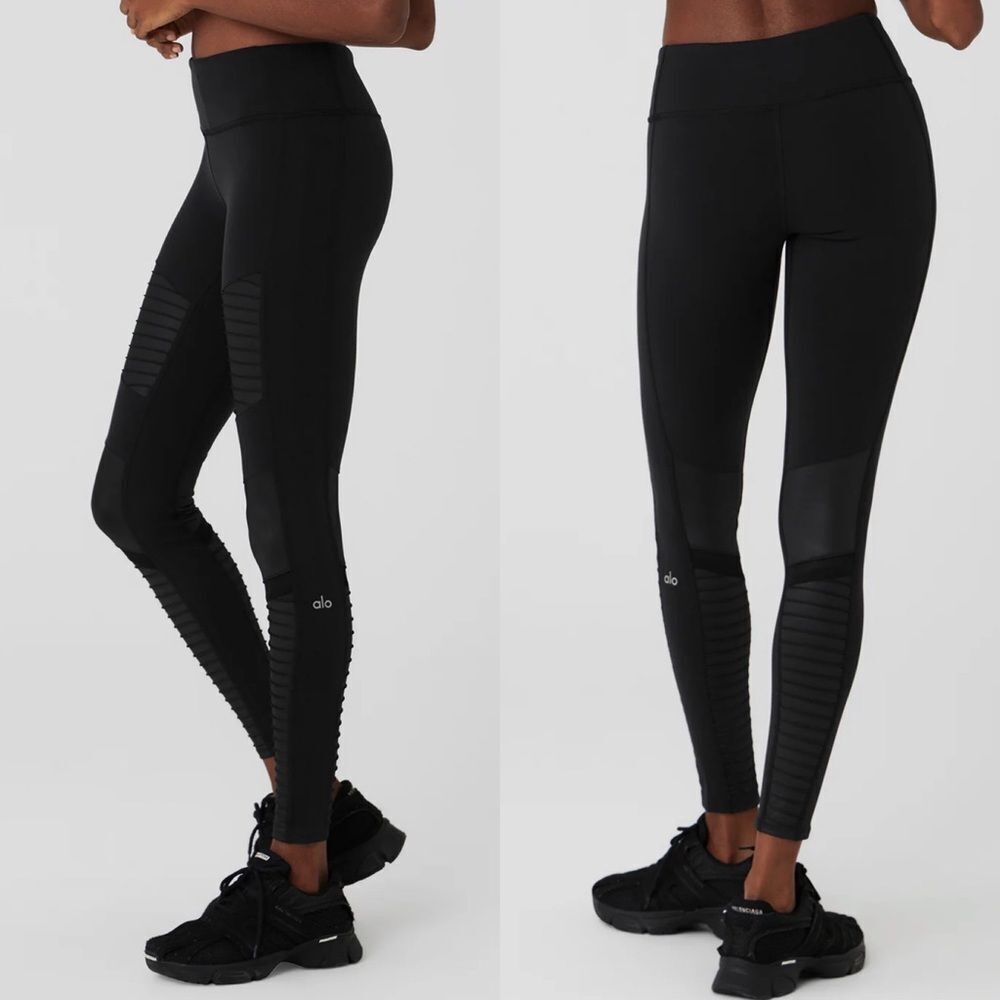 Alo Yoga Moto‎ black high Rise leggings Women’s Size S